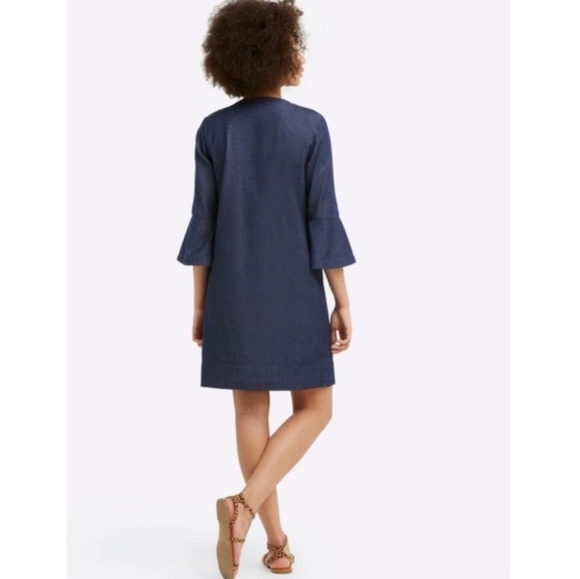 Draper James Chambray Ruffle Bell Sleeves Shift Dress - Picture 3 of 9